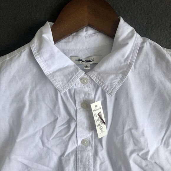 Madewell Top Sz Small White Crop Dolman Shirt Button Up Cotton Lyocell Linen NWT - Picture 10 of 16